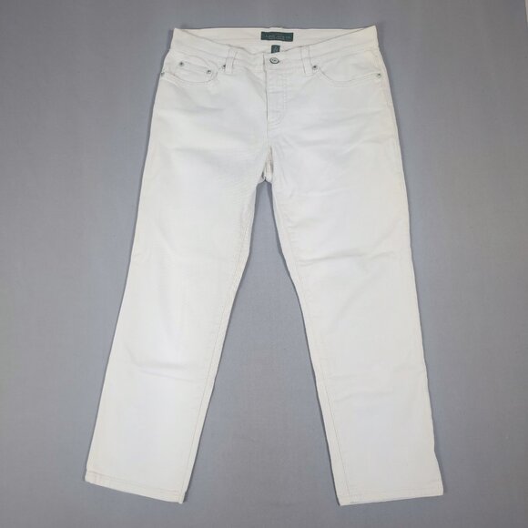 LRL Lauren Jeans by Ralph Lauren women's size 8 white ankle crop straight leg - Picture 1 of 12